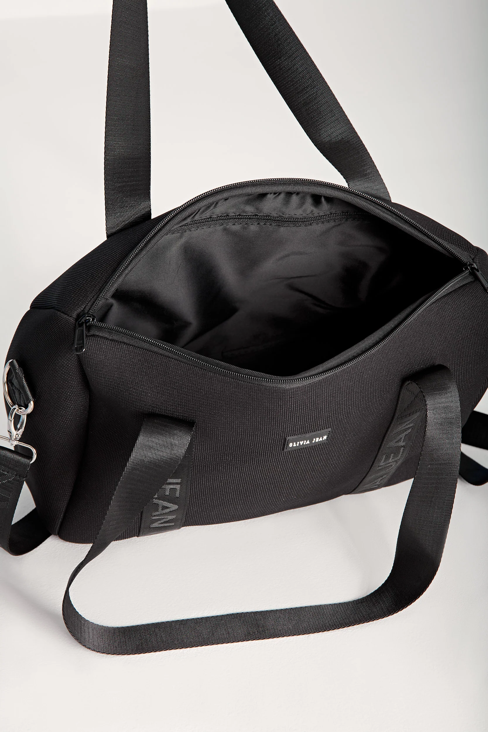 Hallie (Ribbed Black) Weekender Neoprene Bag- With Zip Closure - Image 3