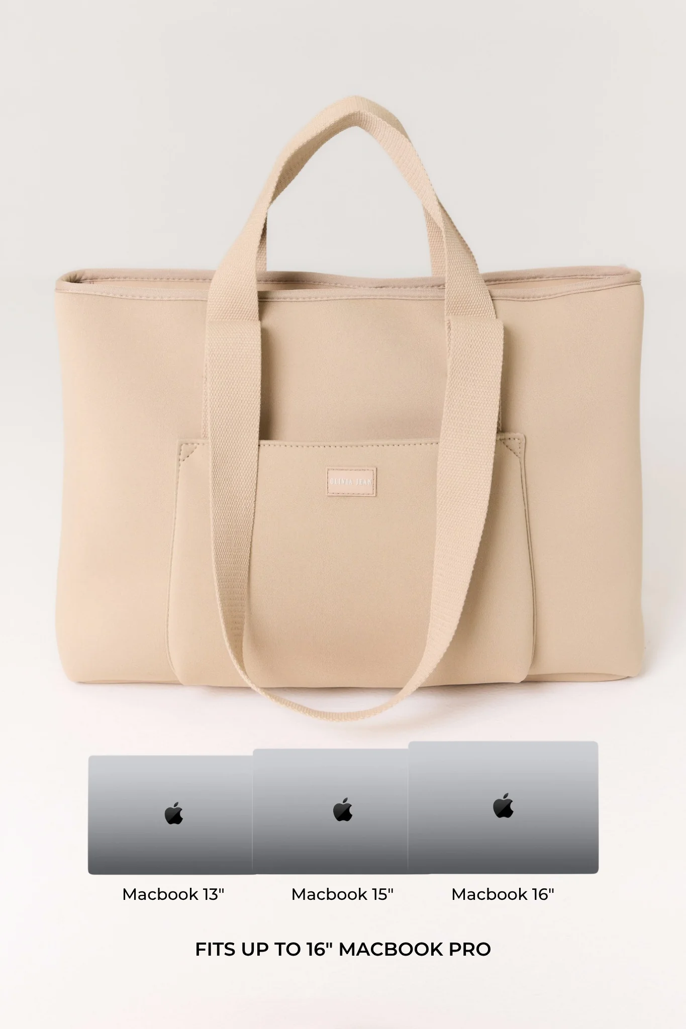 Rover (Almond) Large Neoprene Tote - With Zip Closure - Image 8