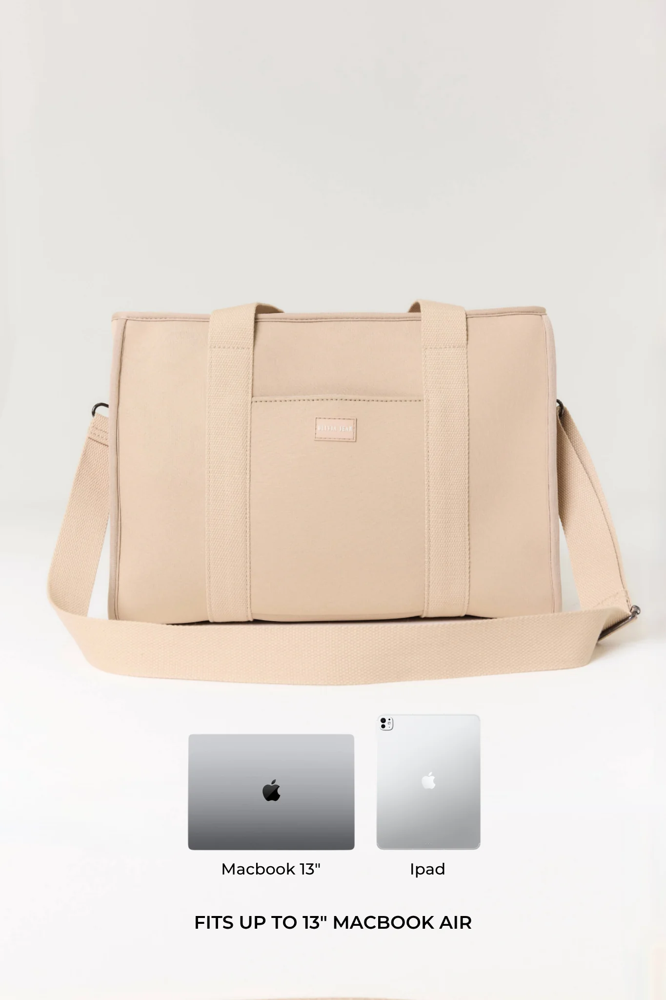 Rover (Almond) Medium Neoprene Tote - With Zip Closure - Image 6