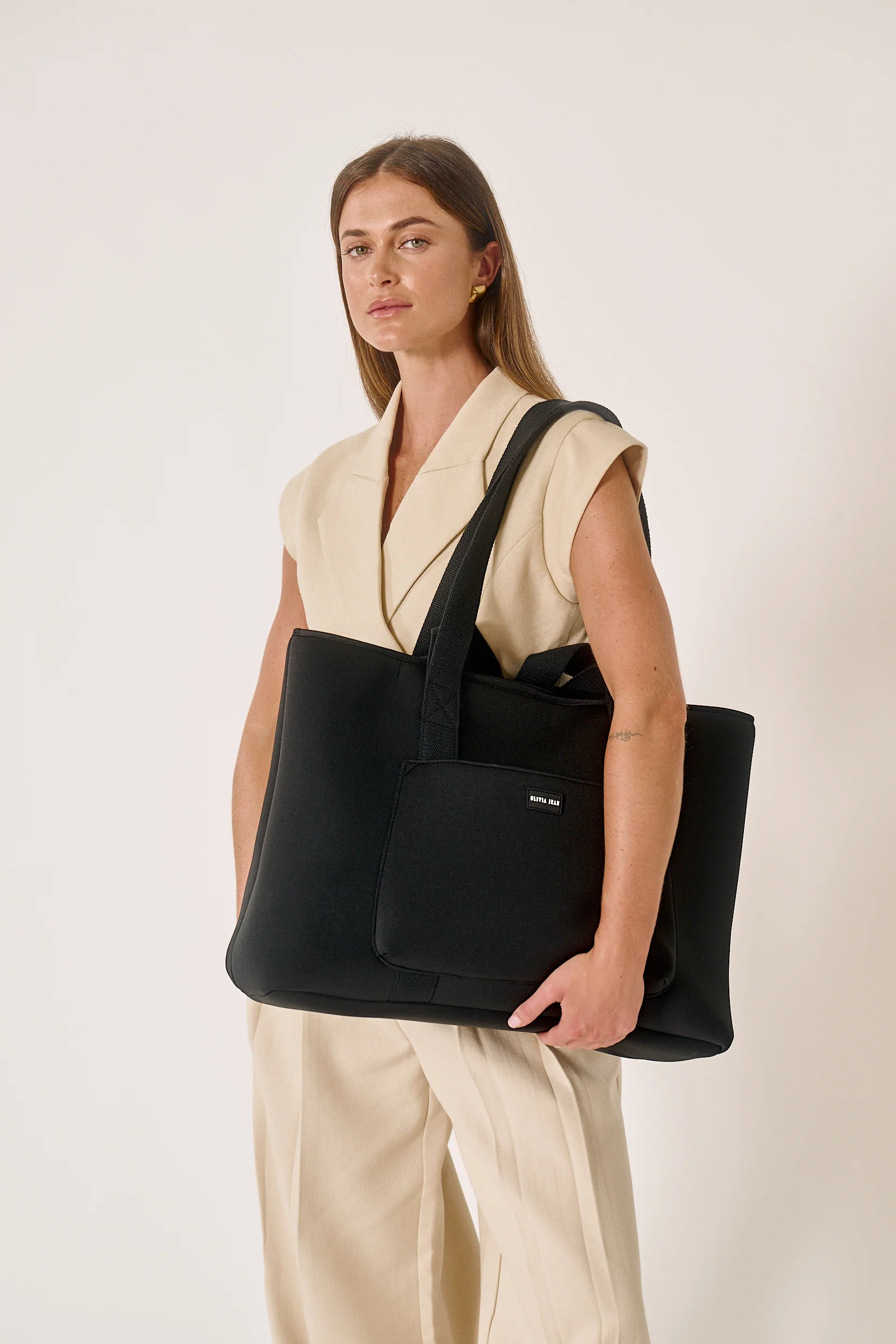 Rover (Black) Large Neoprene Tote - With Zip Closure - Image 6