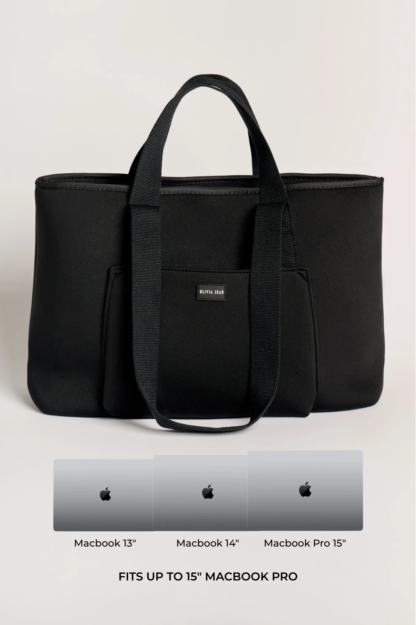 Rover (Black) Large Neoprene Tote - With Zip Closure - Image 7