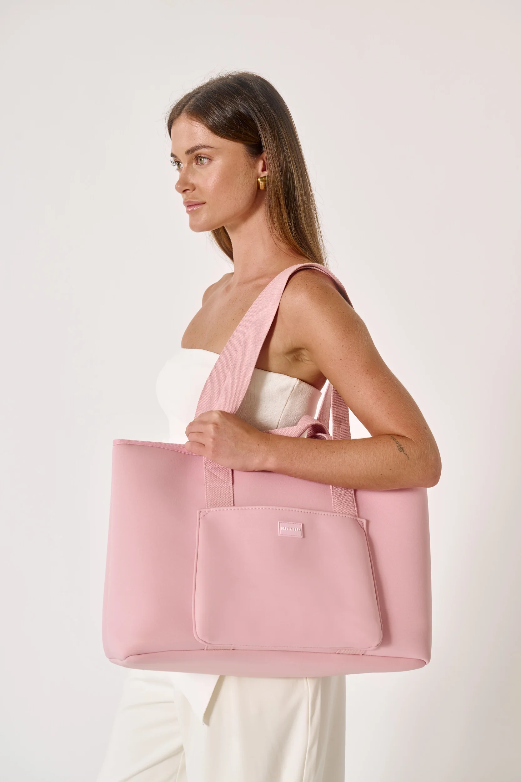 Rover (Blush) Large Neoprene Tote - With Zip Closure - Image 6