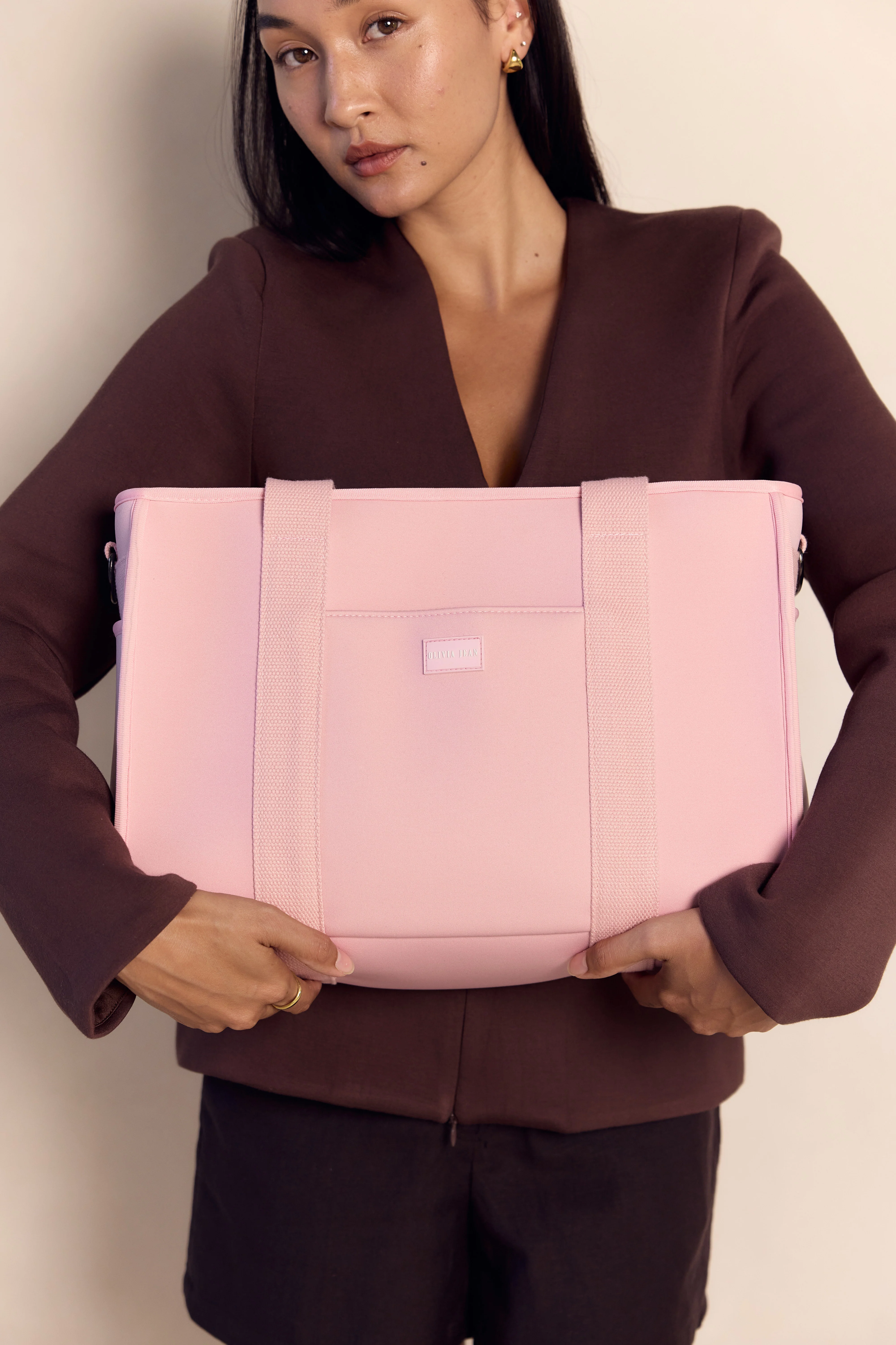 Rover (Blush) Medium Neoprene Tote - With Zip Closure - Image 7