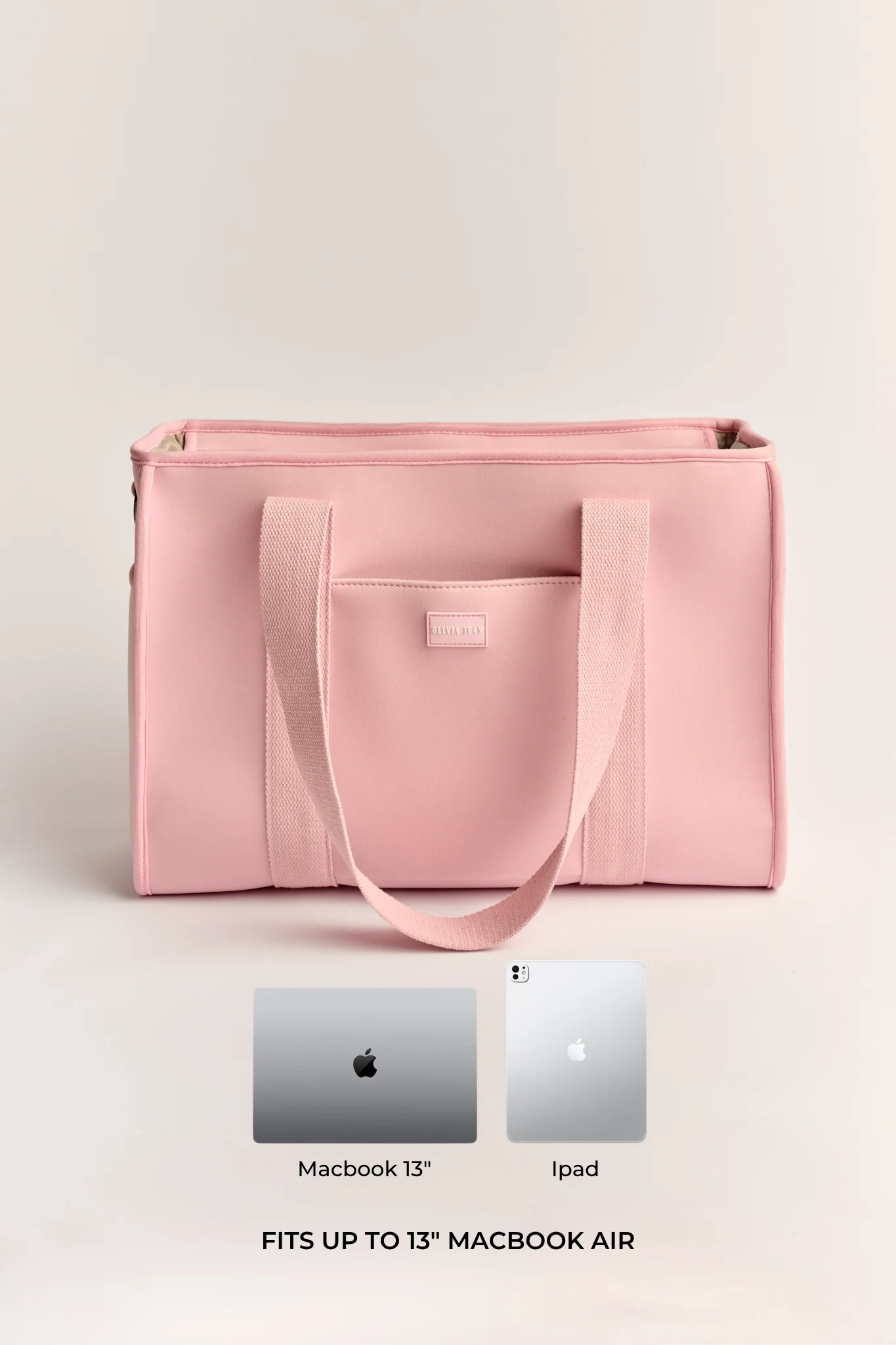 Rover (Blush) Medium Neoprene Tote - With Zip Closure - Image 8