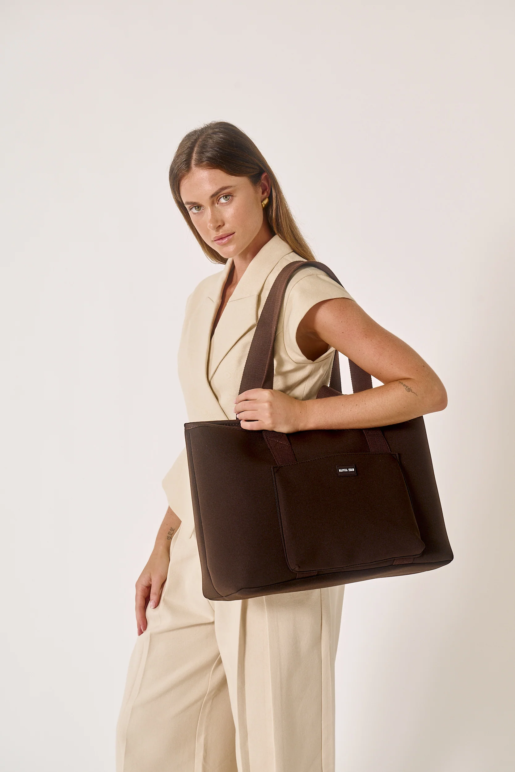 Rover (Chocolate) Large Neoprene Tote - With Zip Closure - Image 6