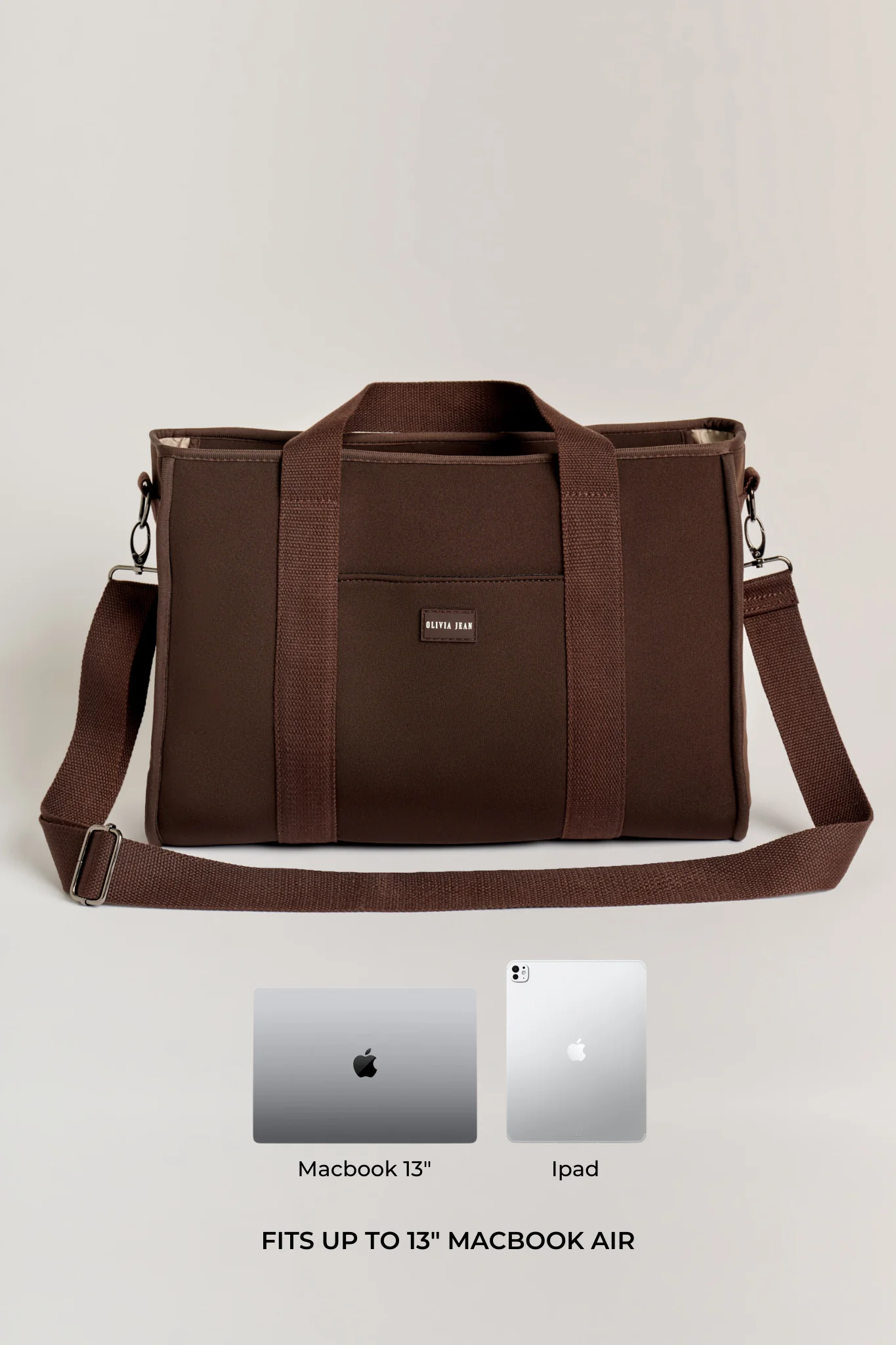 Rover (Chocolate) Medium Neoprene Tote - With Zip Closure - Image 8