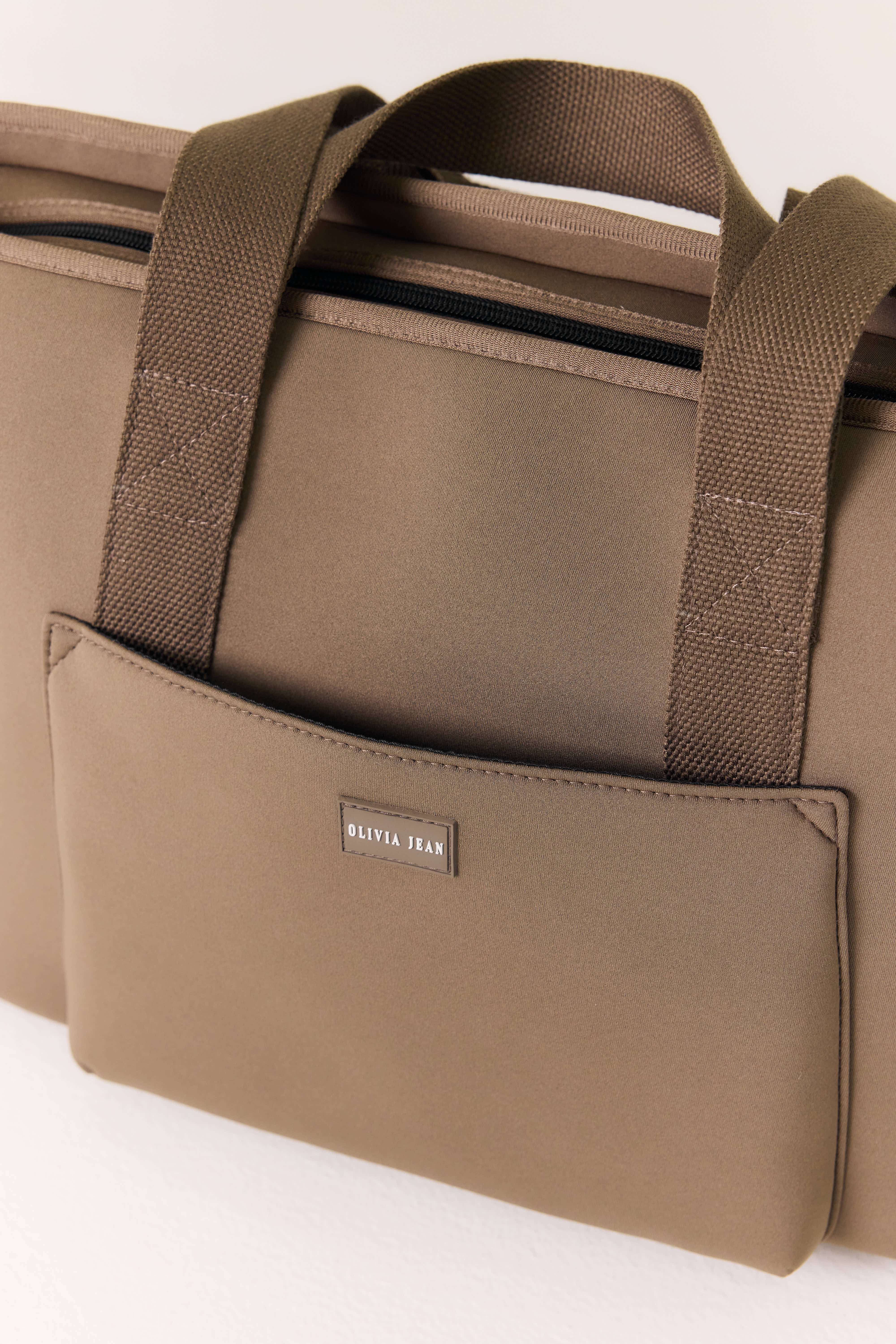 Rover (Taupe) Large Neoprene Tote - With Zip Closure - Image 5