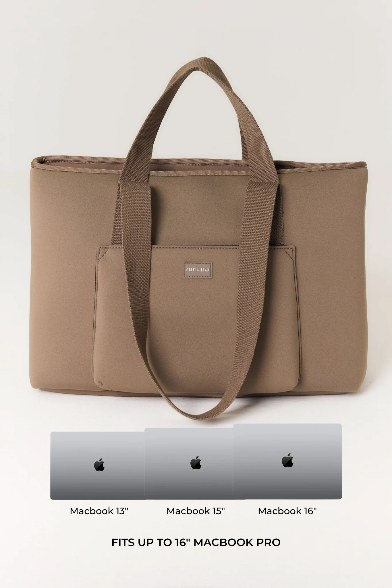 Rover (Taupe) Large Neoprene Tote - With Zip Closure - Image 8