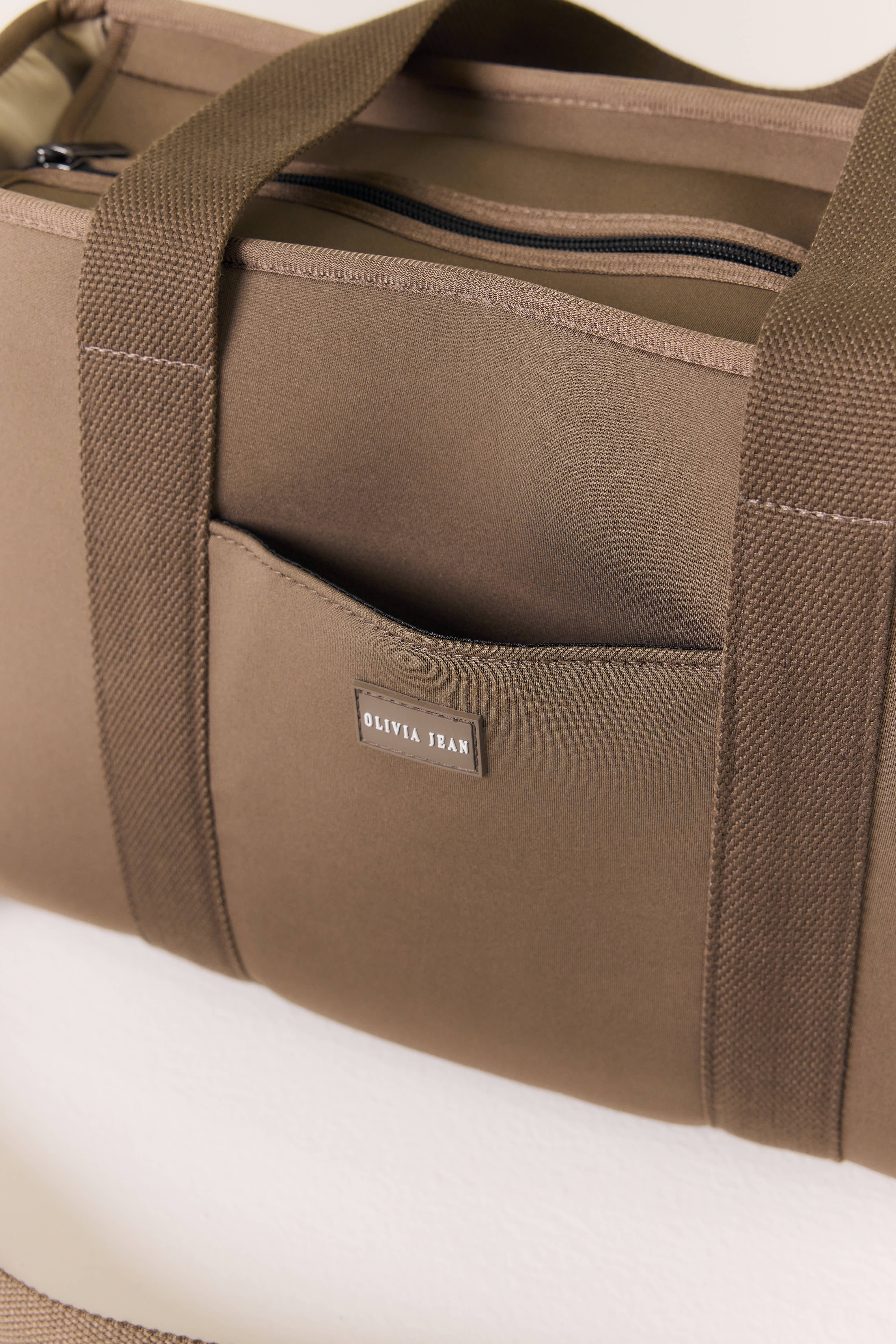 Rover (Taupe) Medium Neoprene Tote - With Zip Closure - Image 4