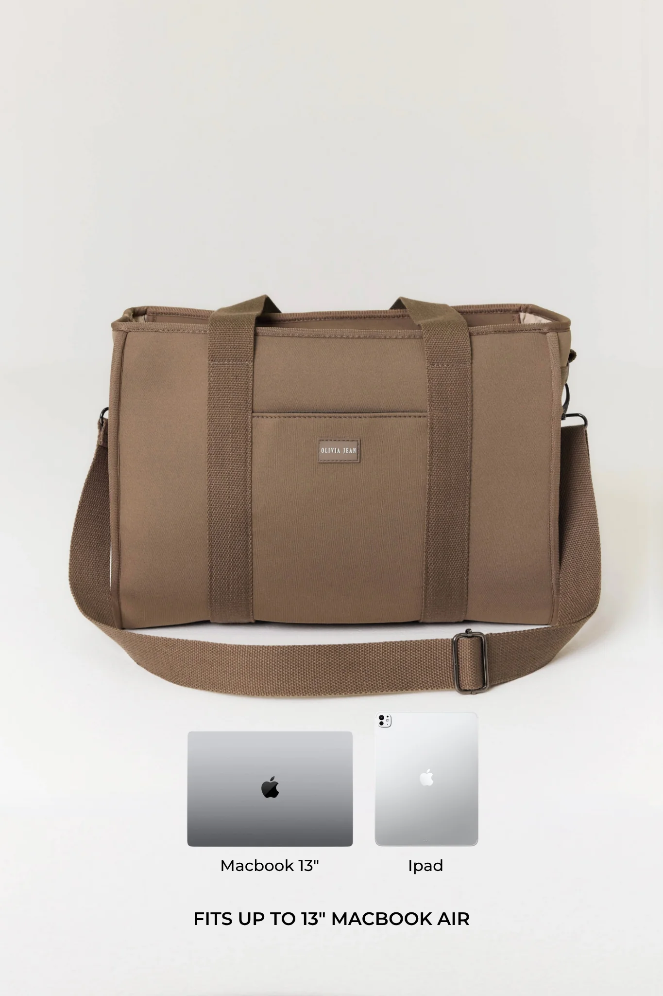 Rover (Taupe) Medium Neoprene Tote - With Zip Closure - Image 6
