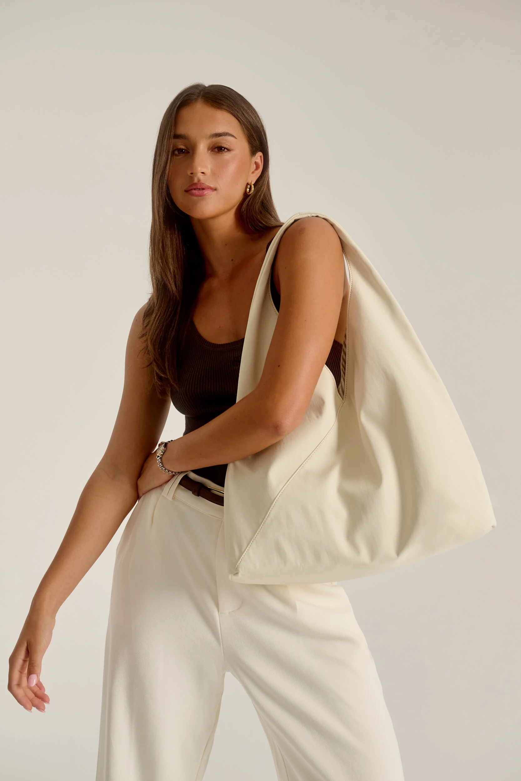 Sydney (Cream) Nylon Shoulder Bag - Image 4