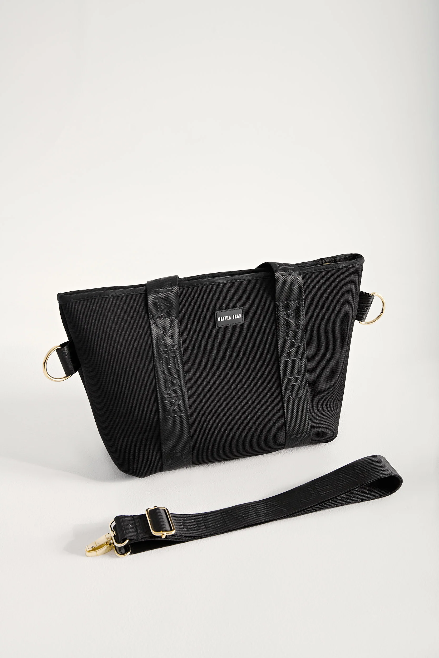 Winnie (Ribbed Black) Neoprene Tote - With Zip Closure - Image 4